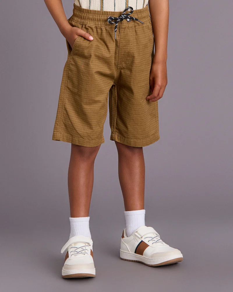 Redtag Boys Brown Cotton Bermuda Shorts