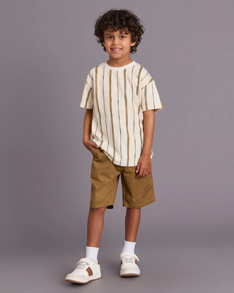 Redtag Boys Brown Cotton Bermuda Shorts