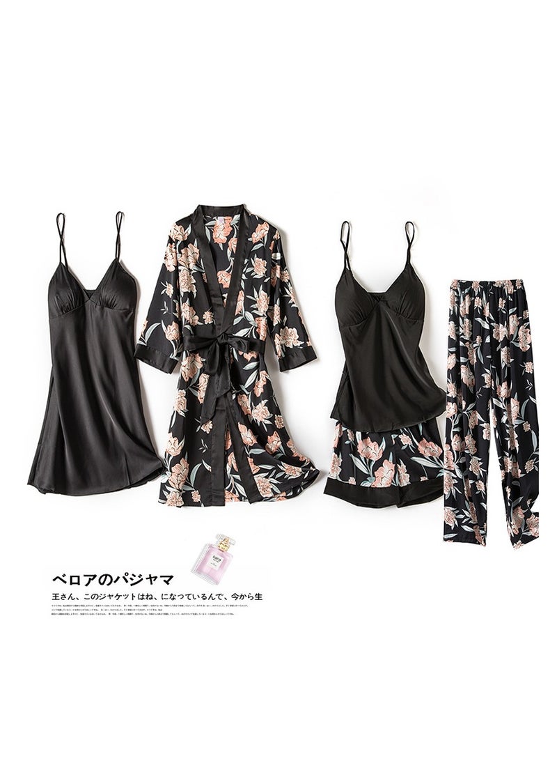 Five-piece suspender pajamas set that can be worn in all seasons