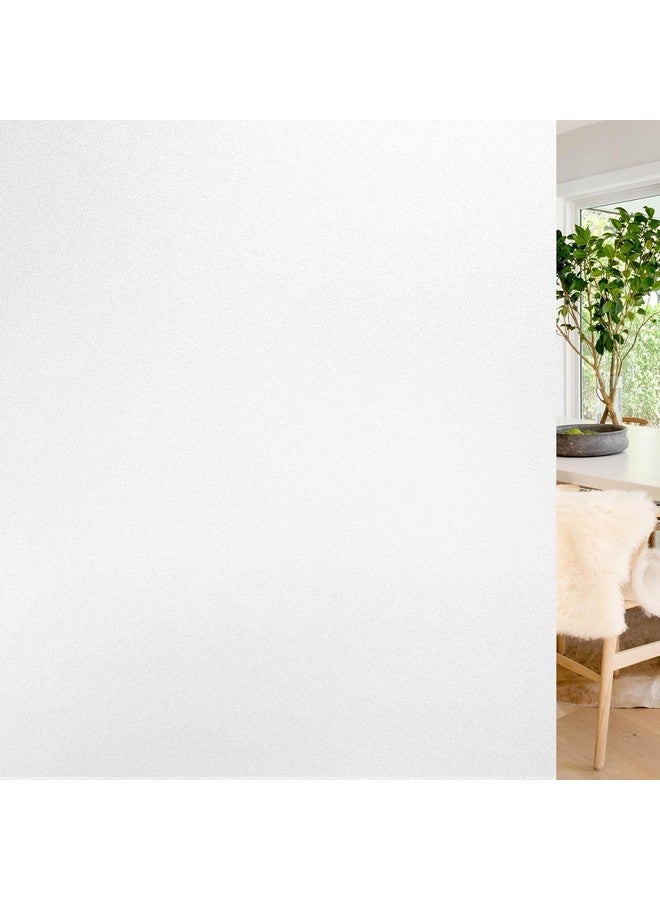 rabbitgoo Window Privacy Film, Non-Adhesive Frosted Glass Window Film for Bathroom, Static Cling Heat Blocking Stickers for Home Indoor Opaque Frosting Coverings House Tint, Matte White 17.5" x 78.7" - Image 1