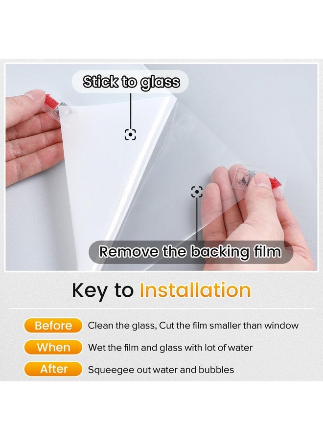 rabbitgoo Window Privacy Film, Non-Adhesive Frosted Glass Window Film for Bathroom, Static Cling Heat Blocking Stickers for Home Indoor Opaque Frosting Coverings House Tint, Matte White 17.5" x 78.7" - Image 3