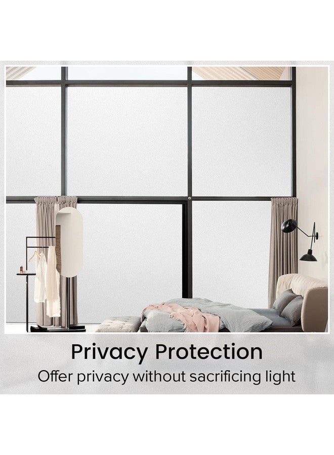 rabbitgoo Window Privacy Film, Non-Adhesive Frosted Glass Window Film for Bathroom, Static Cling Heat Blocking Stickers for Home Indoor Opaque Frosting Coverings House Tint, Matte White 17.5" x 78.7" - Image 2