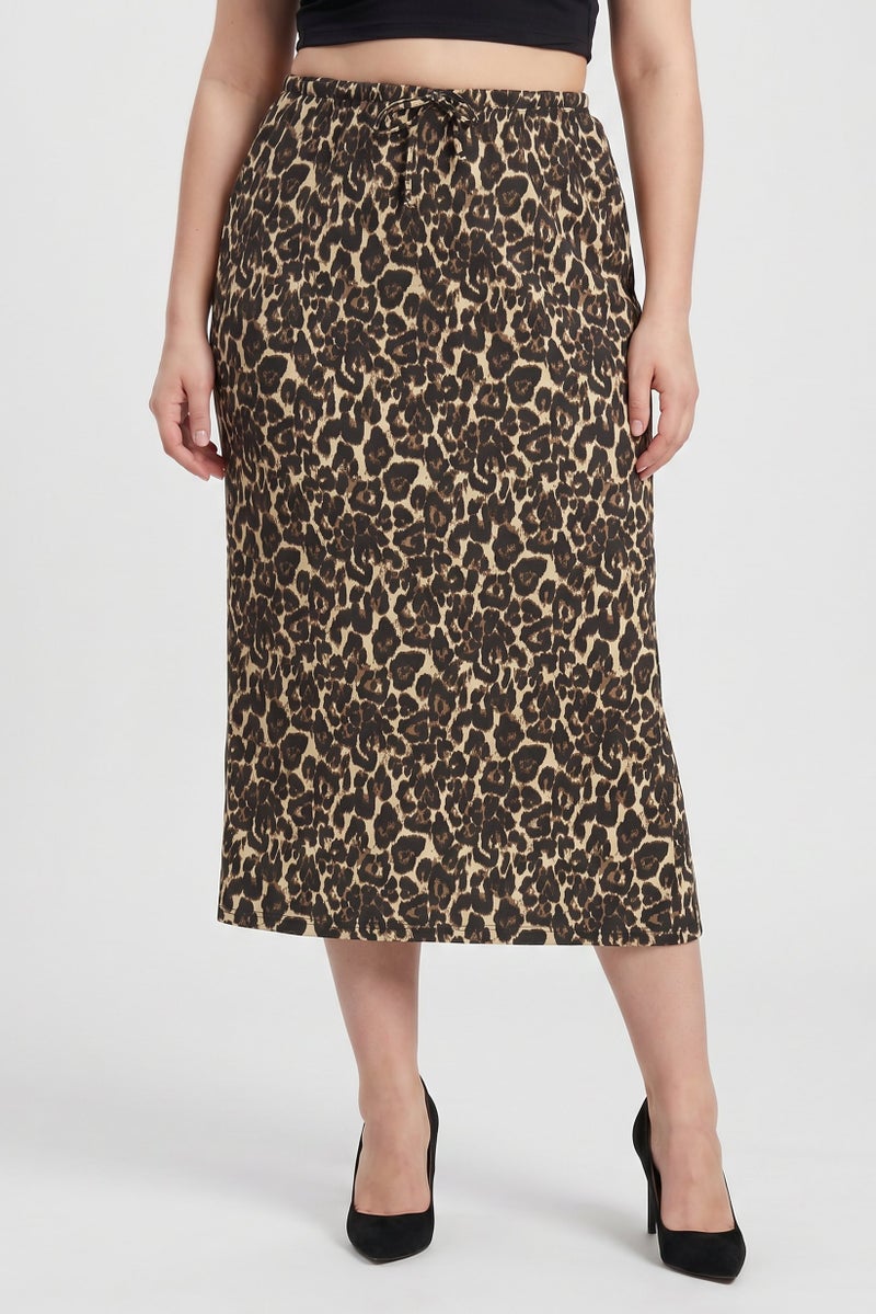 Threadbare Women Animal Print Maxi Skirt, Multicolor - Image 1
