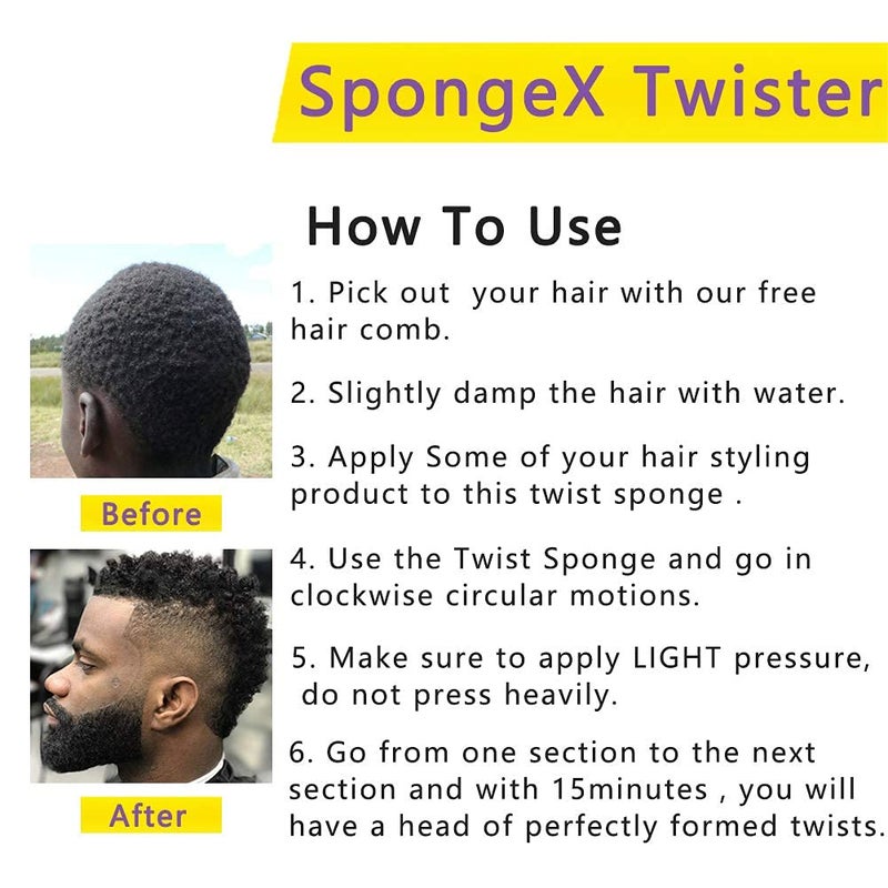 Supaze 2Pcs Yellow Curl Sponge Set for Men & Women - Small Holes Design, Two-Sided for Natural and Black Hair Styles, Twist Sponge Brushes - Image 5