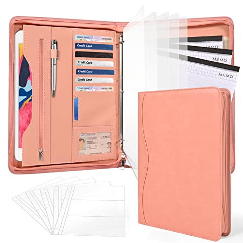 Sbrinnaliao 3-Ring Padfolio Portfolio Binder Organizer,PU Leather Folder Binder Business Planner Notebook Zippered Portfolio for Women/Men with Document Sleeve,Letter/A4 Size Clipboard - Image 1