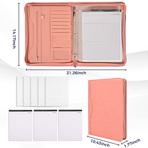 Sbrinnaliao 3-Ring Padfolio Portfolio Binder Organizer,PU Leather Folder Binder Business Planner Notebook Zippered Portfolio for Women/Men with Document Sleeve,Letter/A4 Size Clipboard - Image 4