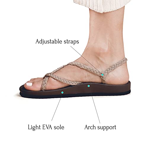 Plaka Lagoon Arch Support Sandals for Women - Comfort Collection, Strappy Braided & Water-Resistant Design - Ideal for Walking, Beach & Summer Use - Patented Sole - Brazilian Sand, Size 9 - Image 2