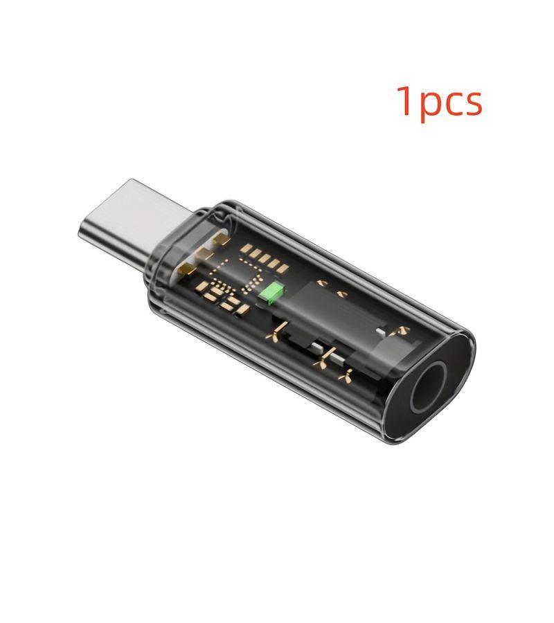 محول USB C إلى مقبس سماعة 3.5 ملم شفاف للهواتف الذكية قطعتان - Image 2