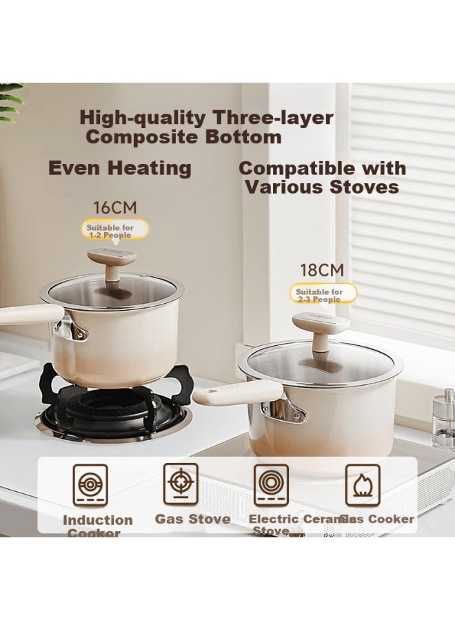 Supor Small Milk Pot, 316 Food-grade Stainless Steel Ceramic Non-stick Milk Pot, Baby Food Cooking Noodle Soup Hot Milk Pot, 16cm - Image 3