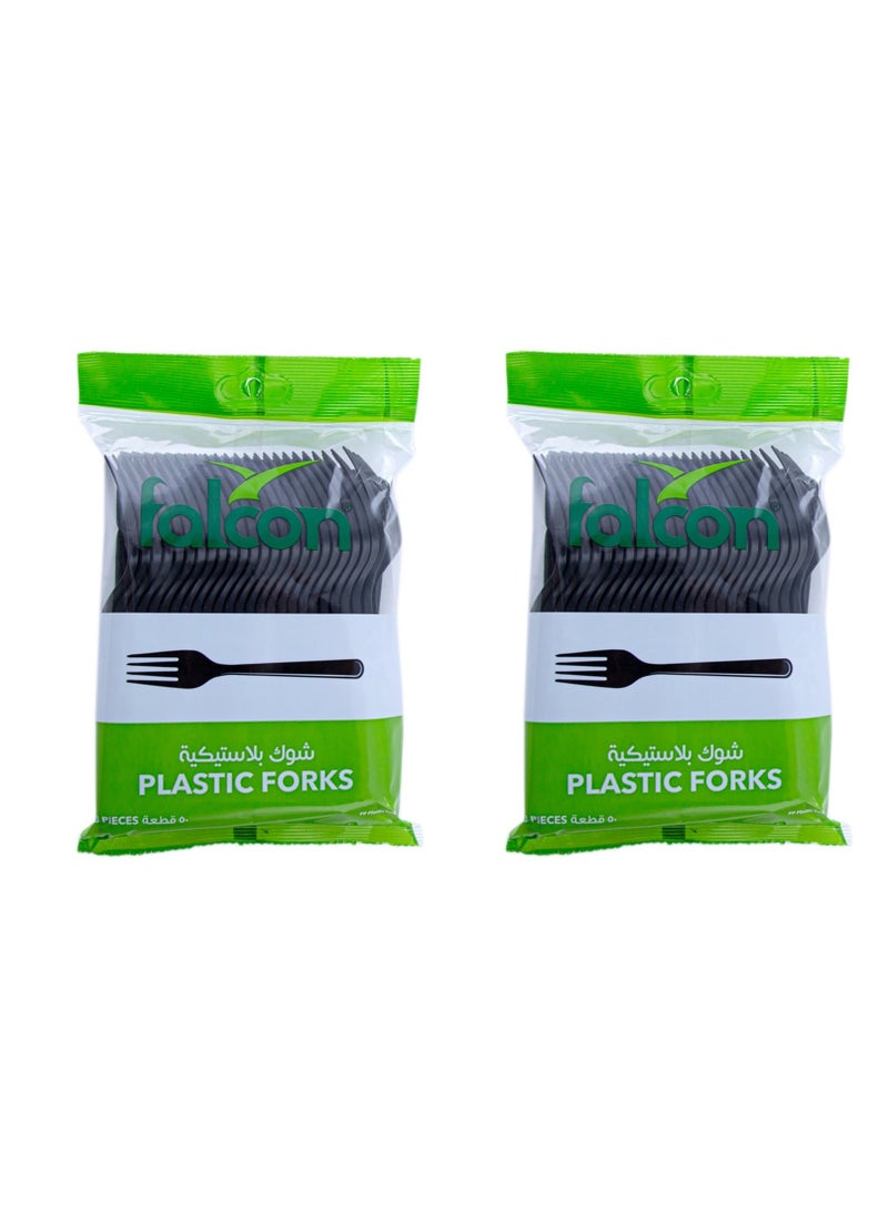 Falconpack Falcon Plastic Fork Black – PP (2 Pack x 50 Pieces) - Image 1