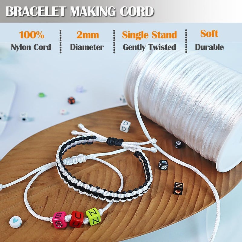 Ewparts White Satin Nylon Cord for Bracelet, Necklace, Keychain - 2mm x 110 Yard Rattail Satin Nylon Cord - Image 5