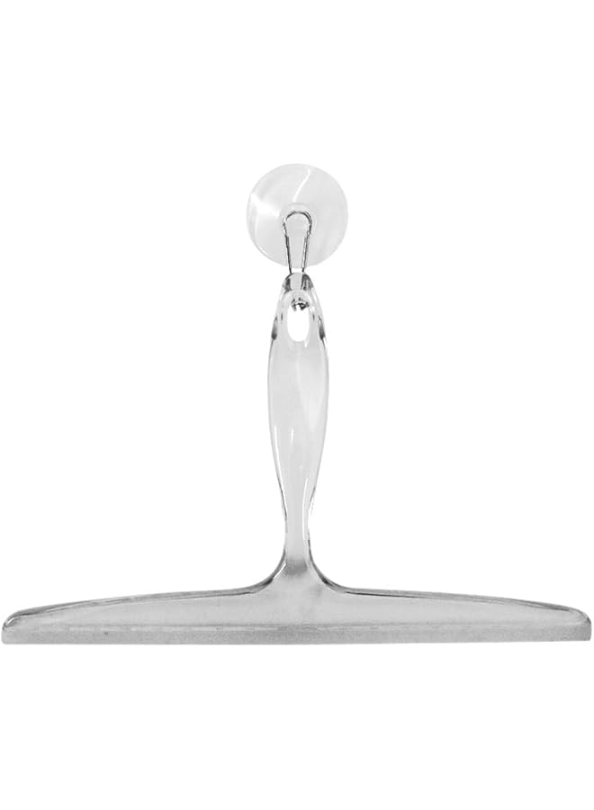 إنترديزاين 59150 ممسحة حمام بلاستيكية مع حامل خطاف شفط شفاف 12 بوصة عبوة من قطعة واحدة - Image 1