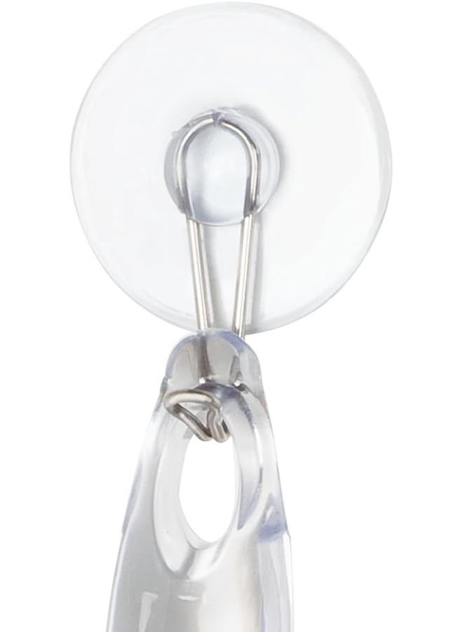 إنترديزاين 59150 ممسحة حمام بلاستيكية مع حامل خطاف شفط شفاف 12 بوصة عبوة من قطعة واحدة - Image 3