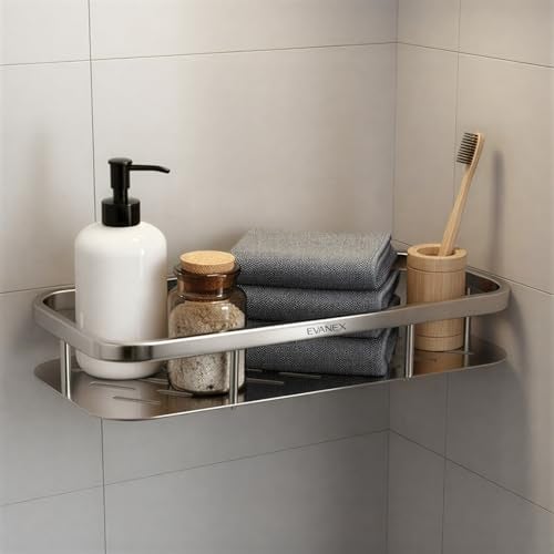 EVANEX 12x5 Inch Bathroom Storage Shelf | 304 Stainless Steel Wall-Mounted Storage Organizer | Bathroom Rack | Multi-Purpose Wall Shelf | Bathroom Accessories Set - Image 1
