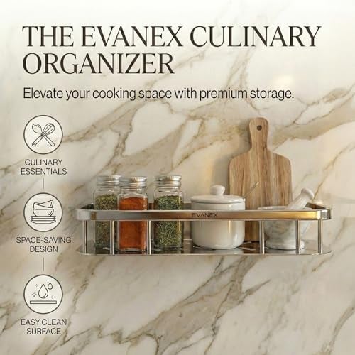 EVANEX 12x5 Inch Bathroom Storage Shelf | 304 Stainless Steel Wall-Mounted Storage Organizer | Bathroom Rack | Multi-Purpose Wall Shelf | Bathroom Accessories Set - Image 5