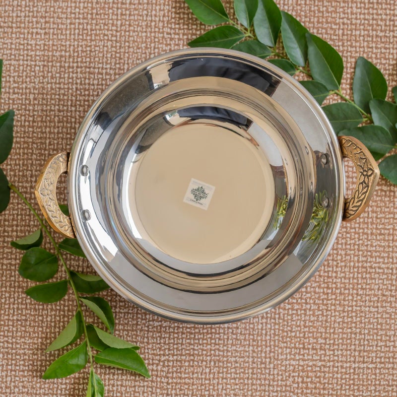 INDIAN ART VILLA Steel Copper Kadhai for Serving with Embossed Design - Traditional Handcrafted Copper Serveware & Tableware, Antique Finish, 700 ml Capacity, Pack of 1 - Image 5