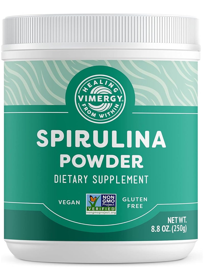 Vimergy - Natural Spirulina Powder, 83 Servings – Super Greens Powder – Nutrient Dense Blue-Green Algae Superfood for Smoothies & Juices – Immune Support - Non-GMO, Gluten-Free, Vegan & Paleo (250g) - Image 1
