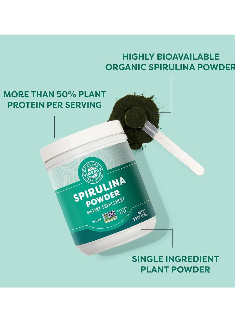 Vimergy - Natural Spirulina Powder, 83 Servings – Super Greens Powder – Nutrient Dense Blue-Green Algae Superfood for Smoothies & Juices – Immune Support - Non-GMO, Gluten-Free, Vegan & Paleo (250g) - Image 1