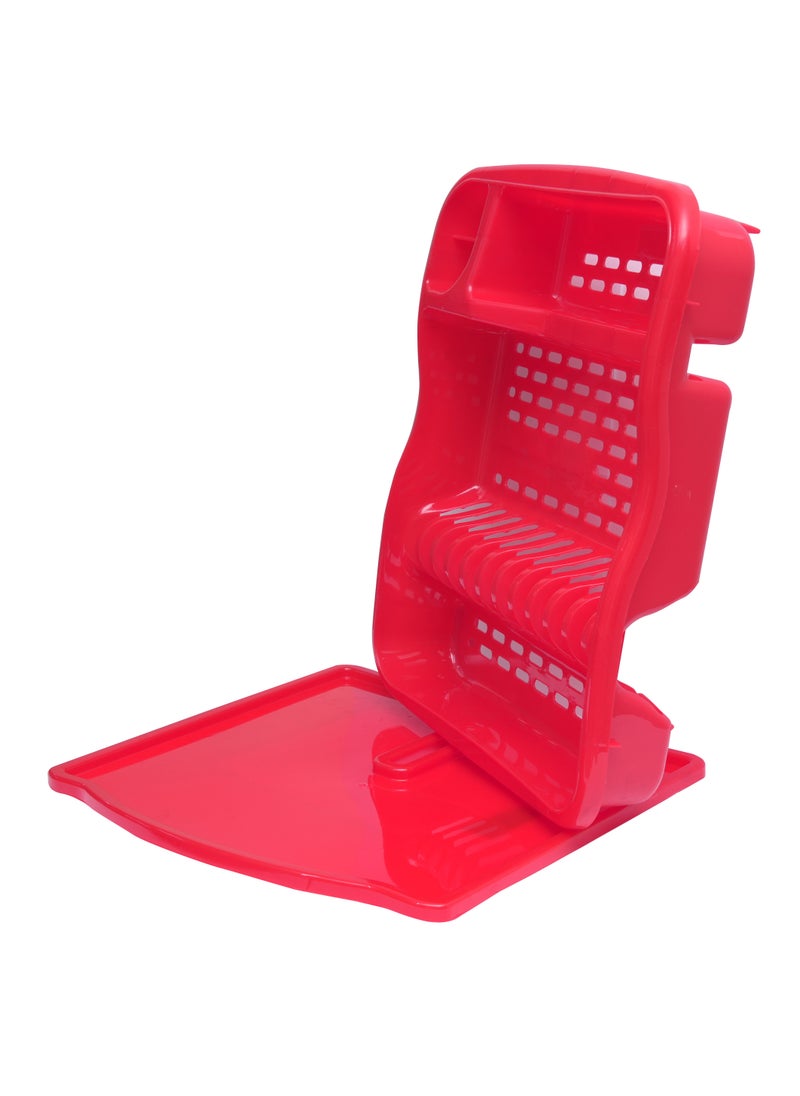 JJ Plate Tray Plastic, Plate Stand with Tray, Dish Organizer for Kitchen Stand with Premium Quality Drying Rack Red  - Image 3