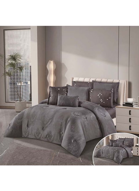 Hours Comforter Set With A Durable And Soft Jacquard Fabric And A Modern And Distinctive Pattern That Satisfies All Tastes, 8 Pieces, King Size