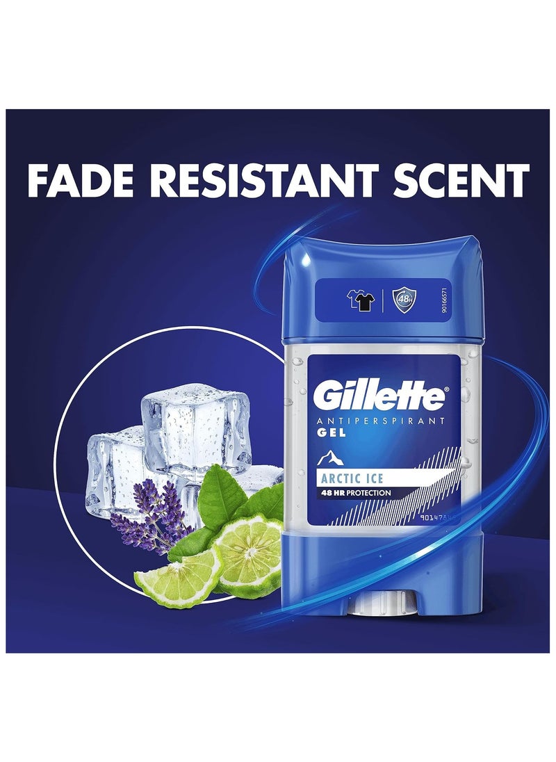 Gillette - Gillette Antiperspirant Deodorant Gel For Men, 420 ml (70 ml x 6), 48-Hour Invisible Sweat and Odour Protection, Artic Ice - Image 1