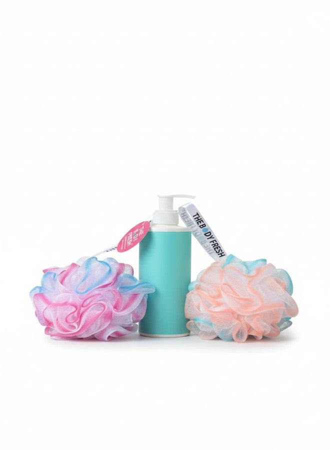 Premium Bath Loofah for Women & Men | Pack of 2 Soft Body Scrubber for Bathing | Gentle Exfoliating Shower Puff | Random Colours | THE BODY FRESH® - Image 5