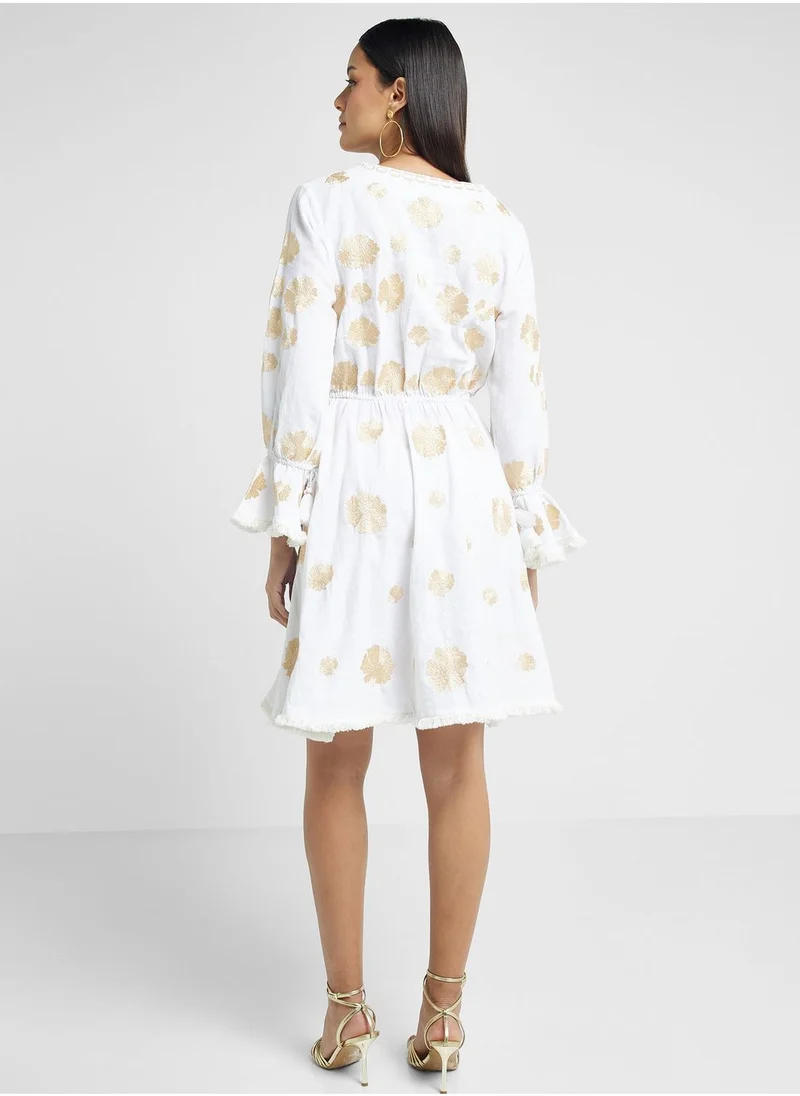 That’s My Gal Embroidered Flared Sleeve Dress