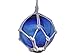 Handcrafted Nautical Decor Handcrafted Nautical Decor Handcrafted Model Ships Blue Japanese Glass Ball Fishing Float with White Netting Decoration  - Image 2