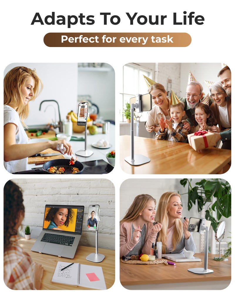 Cooper ChatStand, [Gift Family Pack], Adjustable Cell Phone Stand for Desk, Phone Stand for Recording, iPhone Holder, Small Tripod for iPhone,Fits Samsung, Android Smartphones, (White & Black, 2-Pack) - Image 5