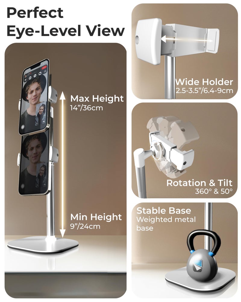 Cooper ChatStand, [Gift Family Pack], Adjustable Cell Phone Stand for Desk, Phone Stand for Recording, iPhone Holder, Small Tripod for iPhone,Fits Samsung, Android Smartphones, (White & Black, 2-Pack) - Image 3