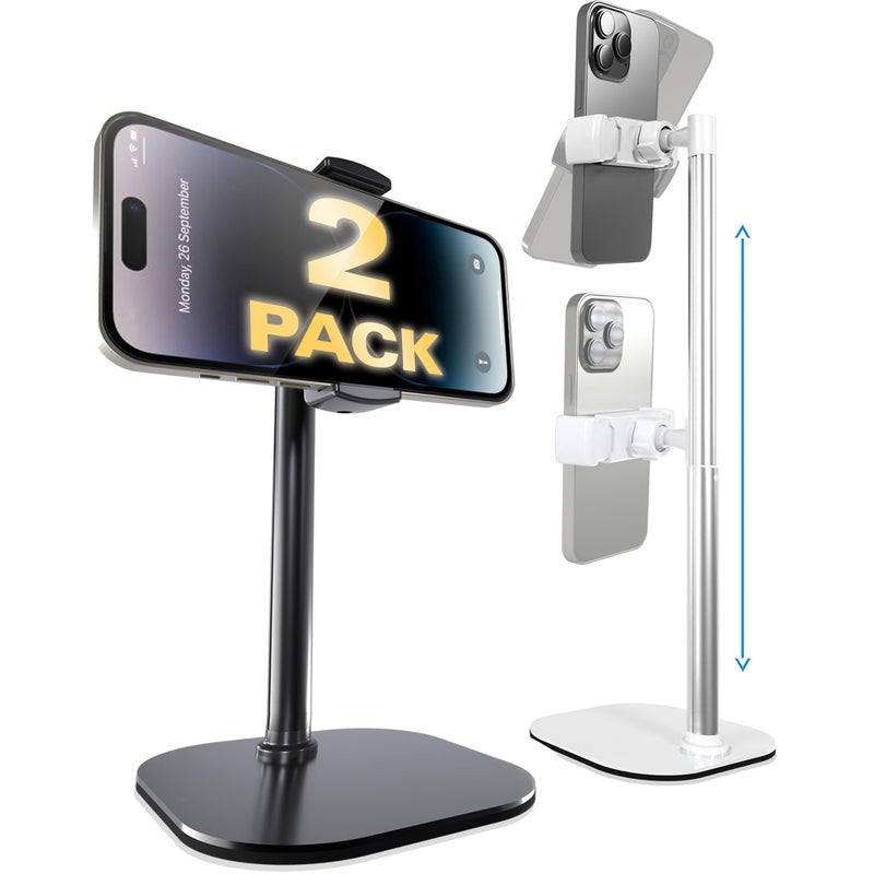 Cooper ChatStand, [Gift Family Pack], Adjustable Cell Phone Stand for Desk, Phone Stand for Recording, iPhone Holder, Small Tripod for iPhone,Fits Samsung, Android Smartphones, (White & Black, 2-Pack) - Image 1