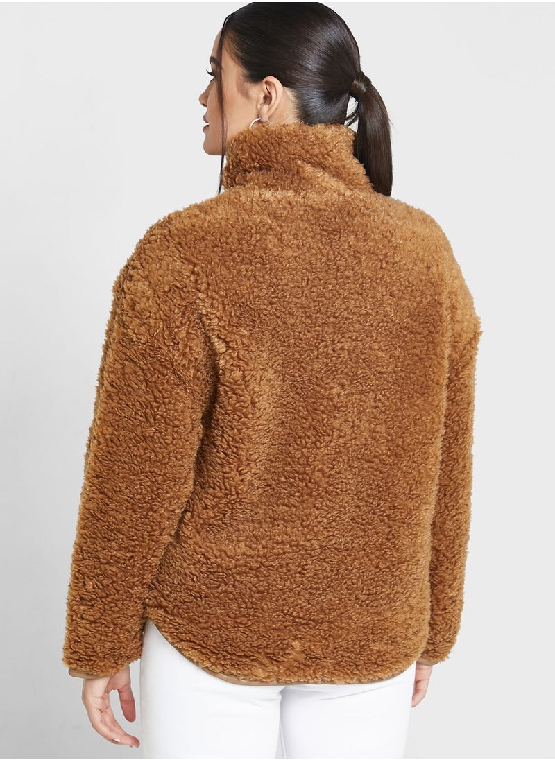 ONLY - Zip Detail Fur Jacket - Image 1