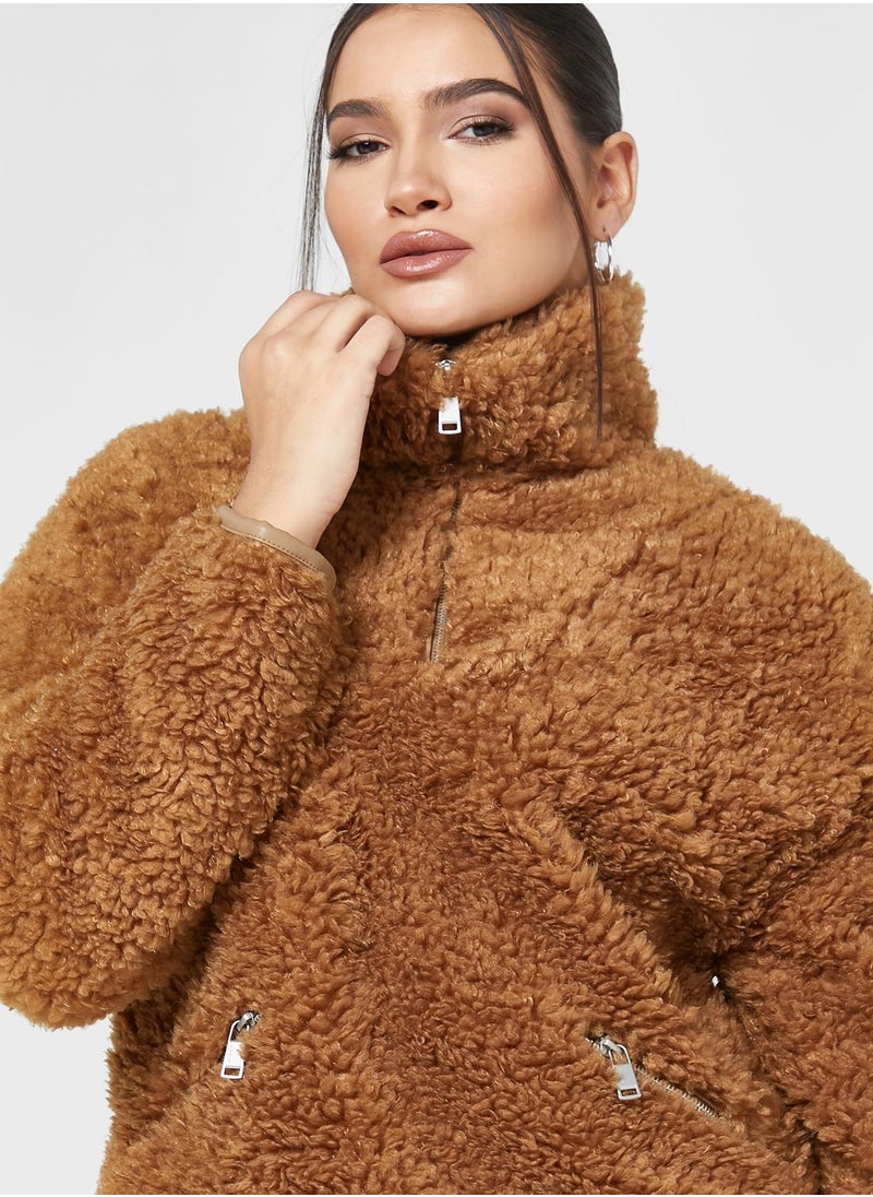 ONLY - Zip Detail Fur Jacket - Image 1