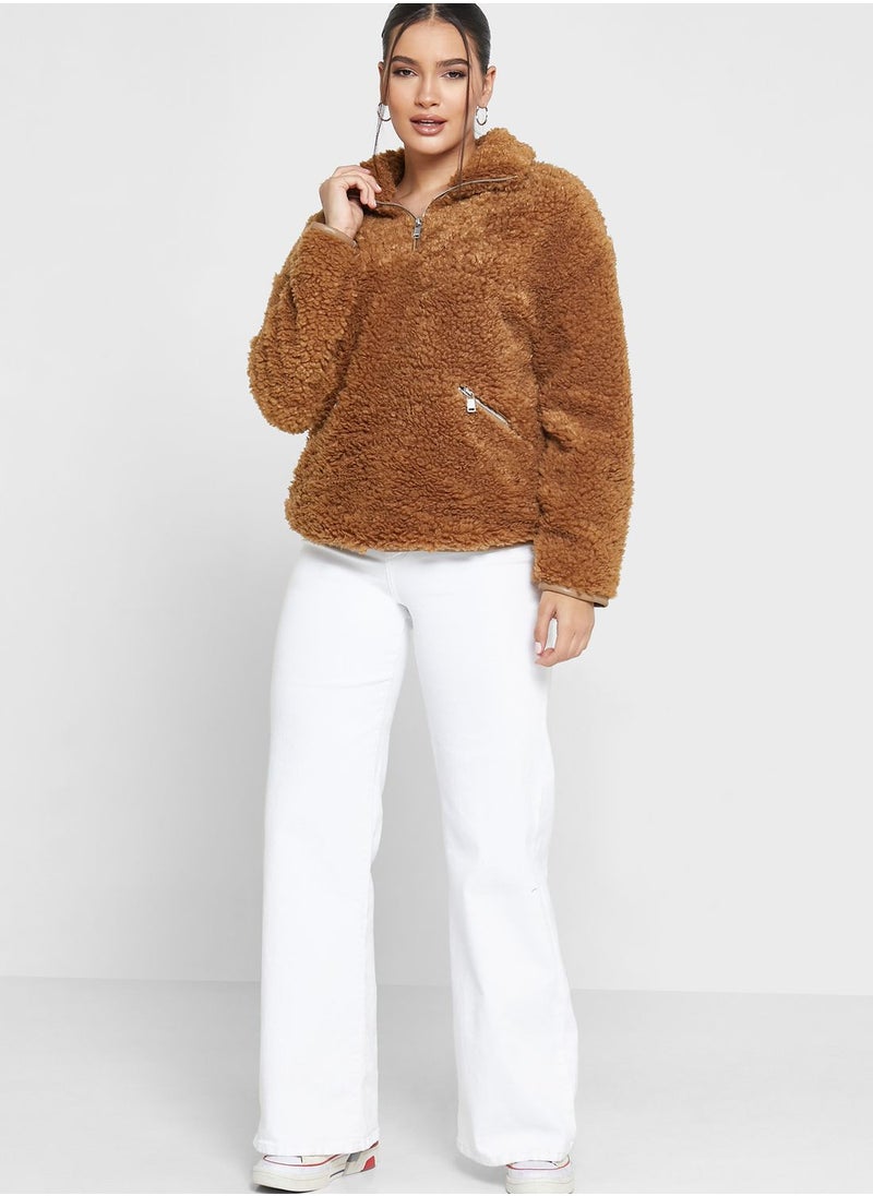 ONLY - Zip Detail Fur Jacket - Image 1