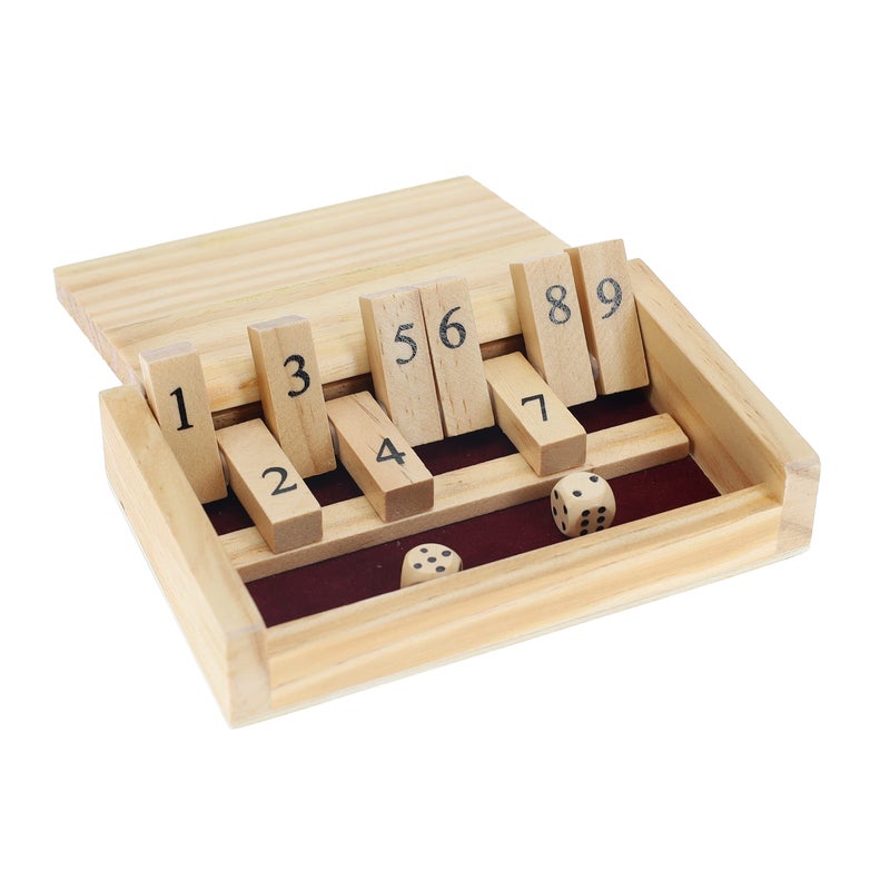 WE Games Mini Shut The Box Game Wooden - 5.5 inches, 9 Number Flip Tiles, Travel Size, Travel Games, Birthday Gifts, Math Games, Home Decor, Living Room Decor, Table Decor - Image 1