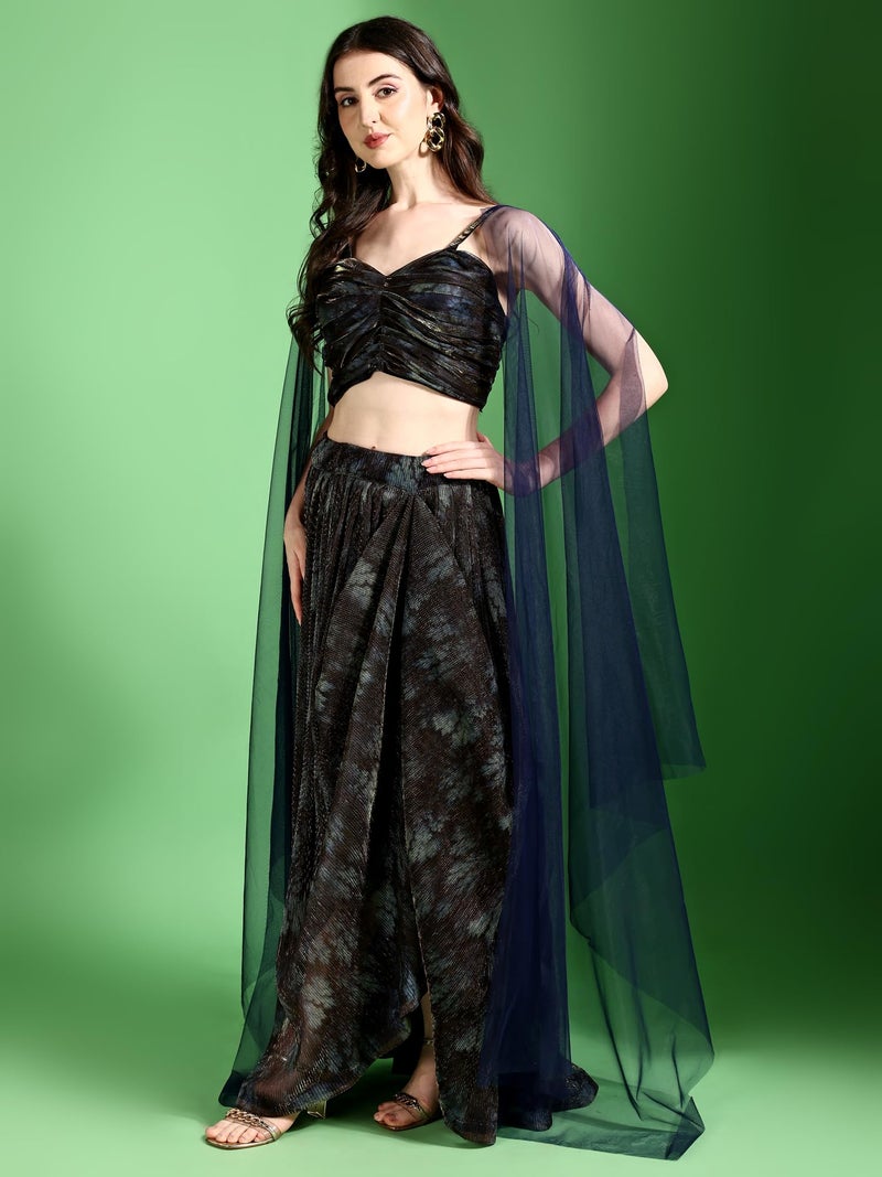 PURVAJA Women's Lycra Printed Semi-Stitched Lehenga choli (Rihana-Navy-Blue_Navy-Blue_Free Size) - Image 5