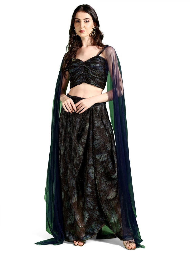 PURVAJA Women's Lycra Printed Semi-Stitched Lehenga choli (Rihana-Navy-Blue_Navy-Blue_Free Size) - Image 1