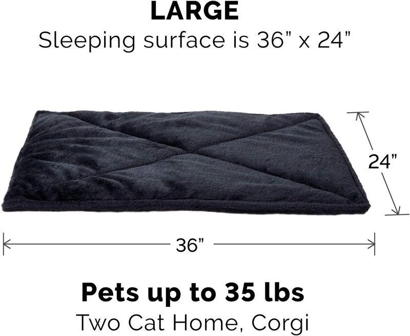 Pet Dog Bed Heating Pad | ThermaNAP Quilted Faux Fur Insulated Thermal Self-Warming Pet Bed Pad for Dogs & Cats, Black, Large - Image 2