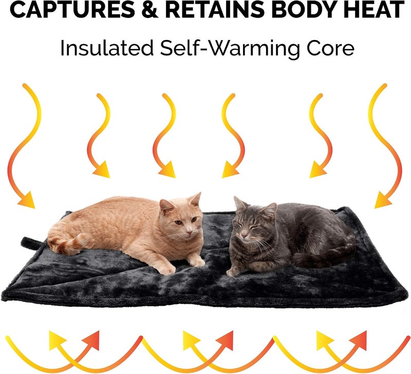 Pet Dog Bed Heating Pad | ThermaNAP Quilted Faux Fur Insulated Thermal Self-Warming Pet Bed Pad for Dogs & Cats, Black, Large - Image 4