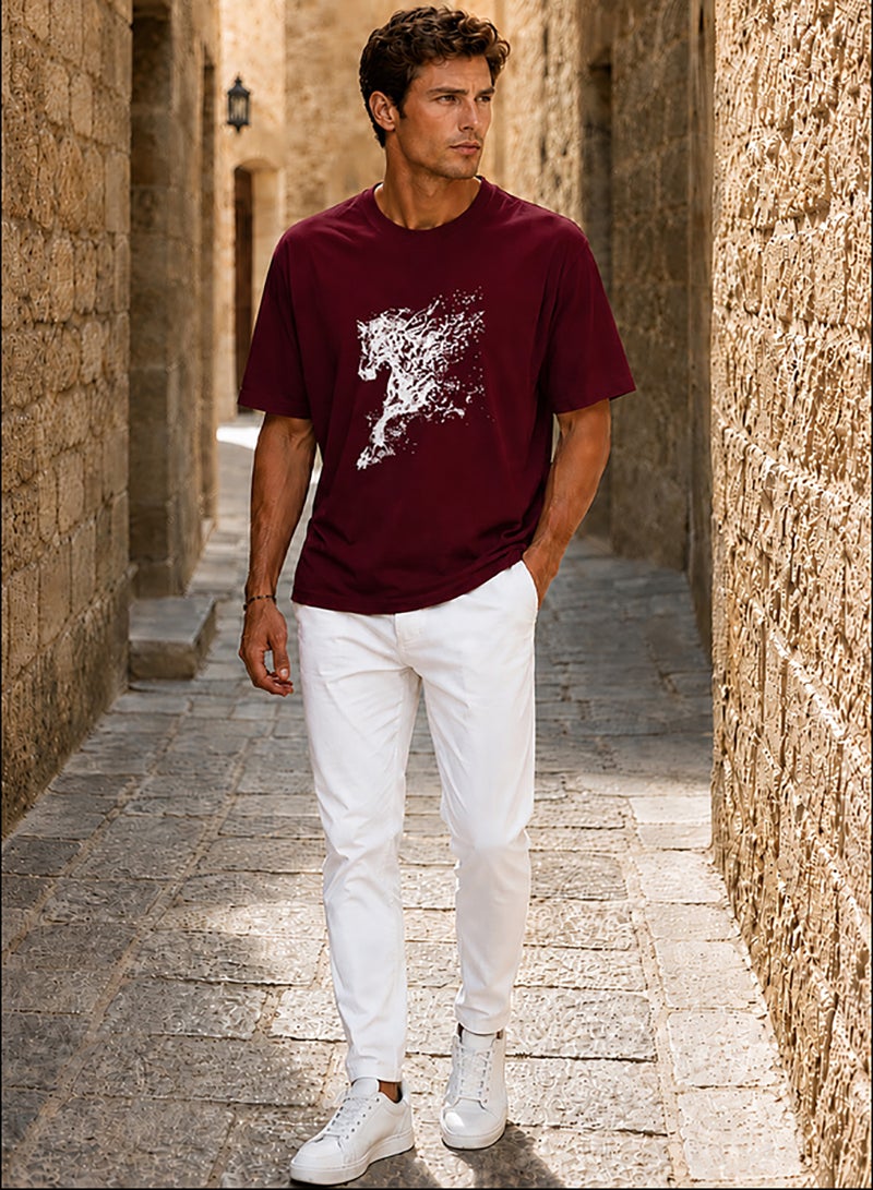 Hero Basic Oversized Horse Print T-Shirt