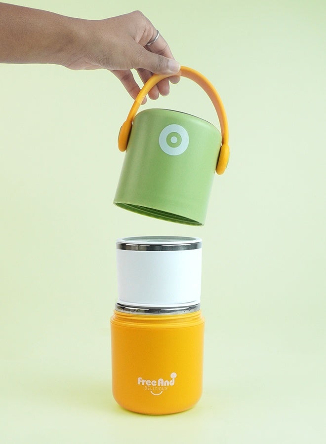 LITTLE SURPRISE BOX Little Surprise Box,Mint & Yellow Handle Compact Stainless Steel Snack Tiffin Box For Kids And Adults,820Ml - Image 4