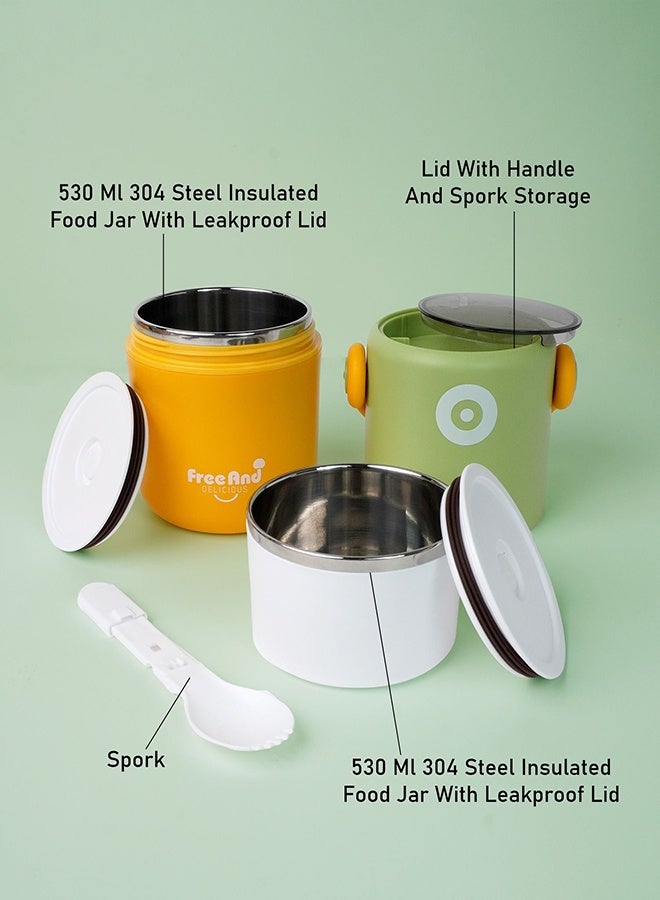 LITTLE SURPRISE BOX Little Surprise Box,Mint & Yellow Handle Compact Stainless Steel Snack Tiffin Box For Kids And Adults,820Ml - Image 5