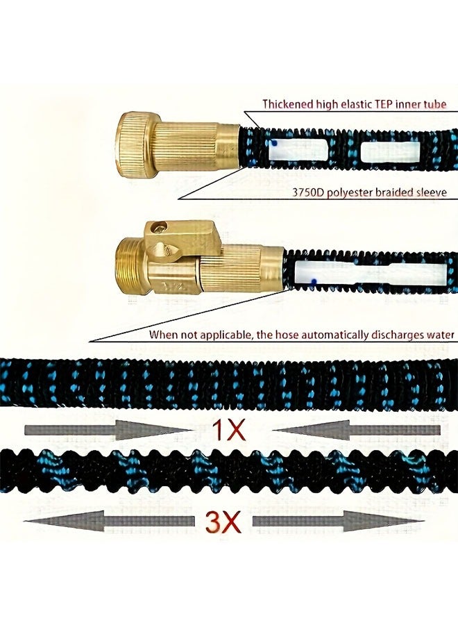 خرطوم حديقة مرن قابلة للتوسيع قابلة للتوسيع 7.5 متر مع واجهة 3/4 بوصة القياسية الأمريكية ، 3x سحر المطاط مرنة أنبوب الماء القوي القوي المنزلي أنبوب ماء غسل السيارة عالي الضغط ، أداة خرطوم 25 قدمًا للري ، جودة قوية للغاية - Image 3