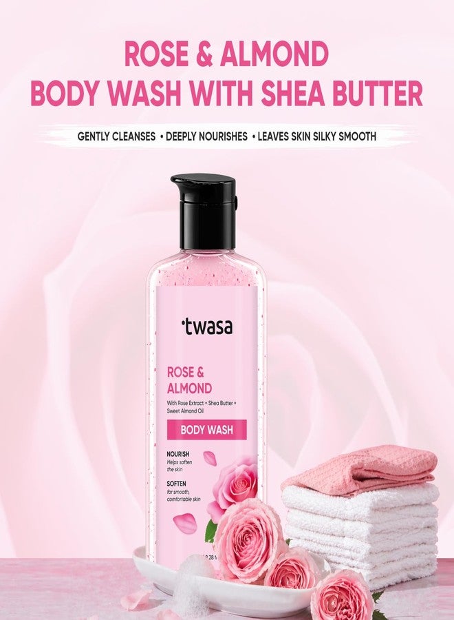 Twasa Rose & Almond Hydrating Body Wash with Shea Butter | Deep Moisturizing Body Gel Wash for Dry Skin | Gentle Cleansing Shower Gel for Soft, Smooth & Glowing Skin | For Men & Women | 245ml - Image 2