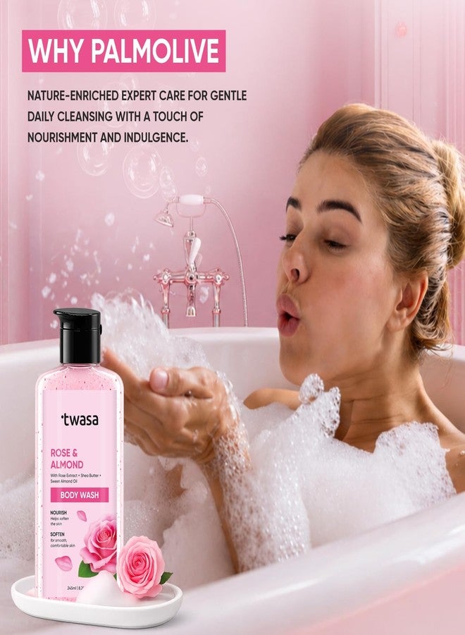Twasa Rose & Almond Hydrating Body Wash with Shea Butter | Deep Moisturizing Body Gel Wash for Dry Skin | Gentle Cleansing Shower Gel for Soft, Smooth & Glowing Skin | For Men & Women | 245ml - Image 5