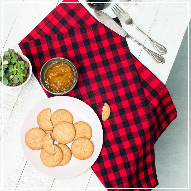 Candy Cottons Checked Napkins Red  Black Kitchen Dinner Napkins18x18 inCotton Washable Cloth Napkins Pk of 6 Gingham Checks Christmas Spring Easter Basket Decor Hotel Party Cocktail Table Napkins - Image 3