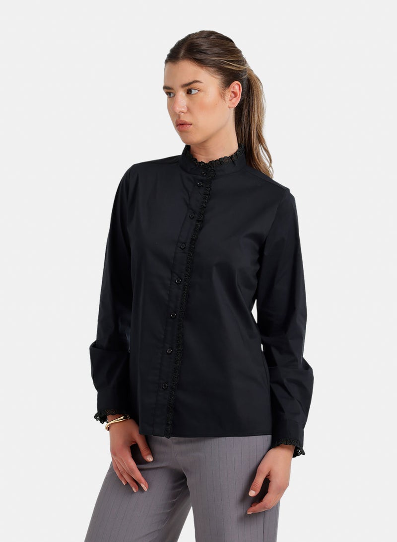 Carina Mandarin Lace Collar Shirt - Image 3