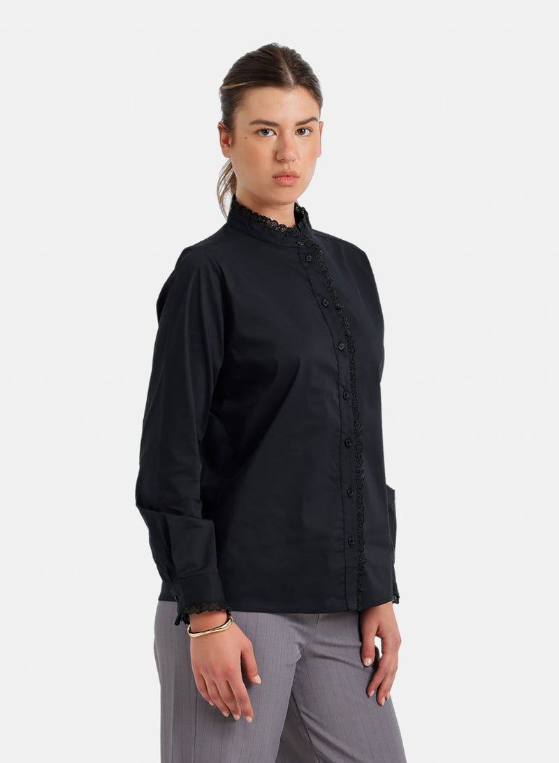 Carina Mandarin Lace Collar Shirt - Image 2