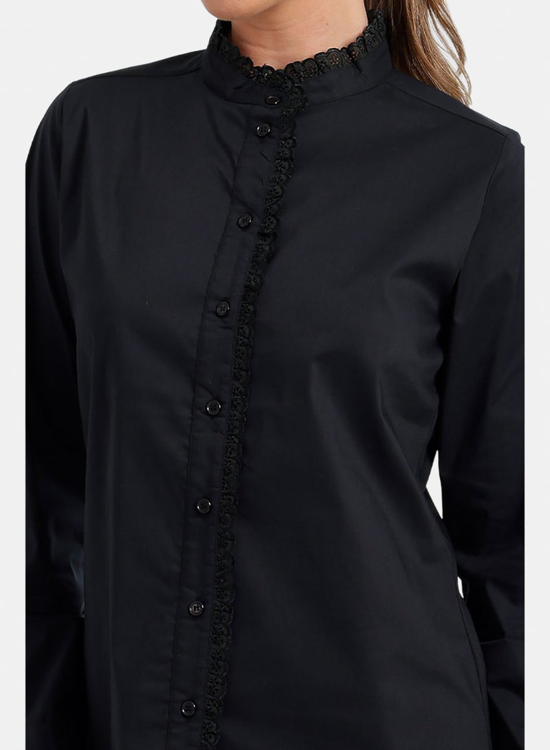 Carina Mandarin Lace Collar Shirt - Image 5
