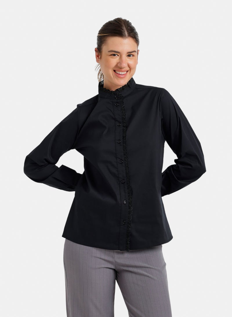 Carina Mandarin Lace Collar Shirt - Image 1
